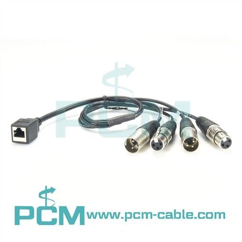 4-ช่องเสียงงู RJ45 ตัวเมียเป็น XLR 2 ตัวผู้เป็น 2 ตัวตัวเมีย