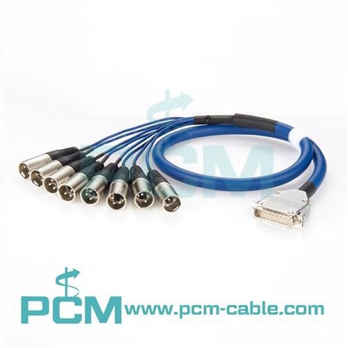DB25 ถึง 8 XLR สายเคเบิลตัวผู้