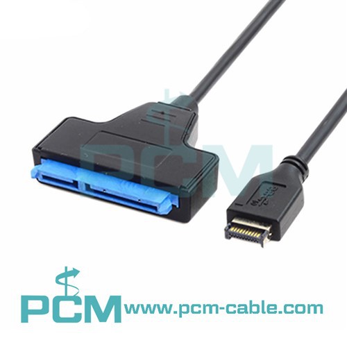 แผงด้านหน้า USB 3.1 Type-E Gen2 ถึงสายเคเบิล SSD HDD SATA 22 พิน