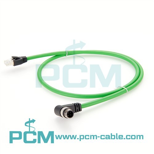 Industrial Ethernet M12 D-coded 4- พินเข้ากับสายเคเบิล RJ45