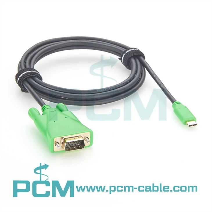 USB Type-C to VGA Male to Male Converter Cable with Gold-Plated Port for Monitor, Phones, Laptops and HDTV