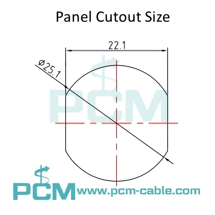 Cutout size of 78 Panel Feed-through Connector