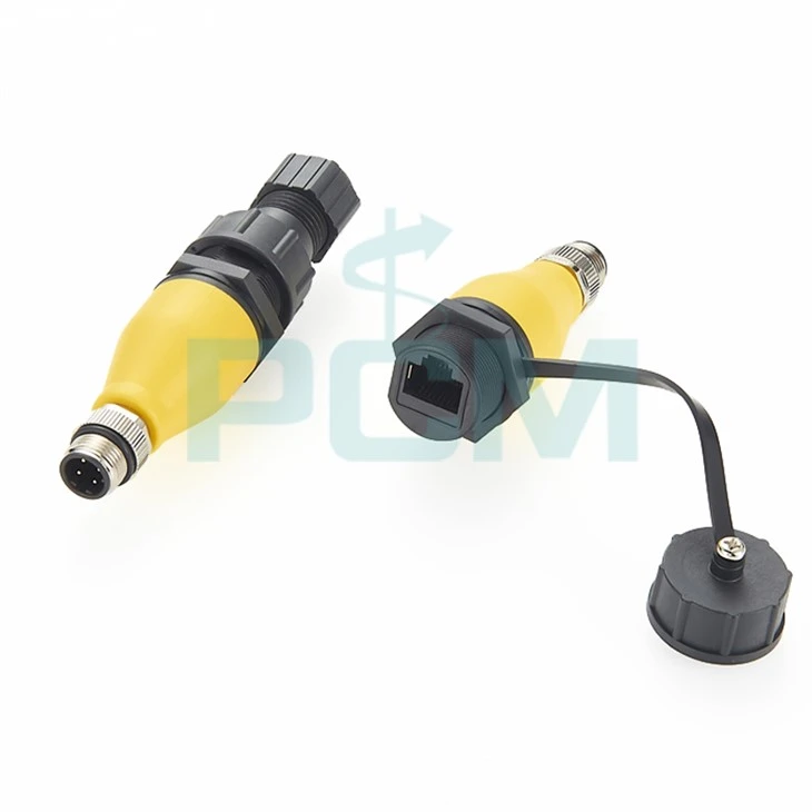M12 ถึงอะแดปเตอร์อีเธอร์เน็ต RJ45 รหัส D 4 พินกันน้ำ