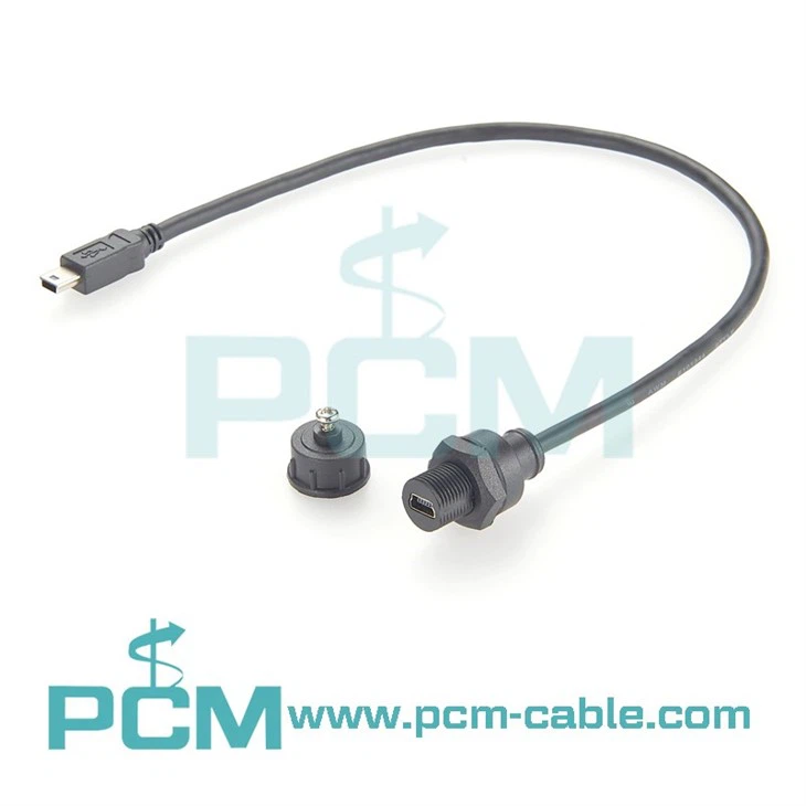 Waterproof USB Type Mini B Female to Mini B Male Cable