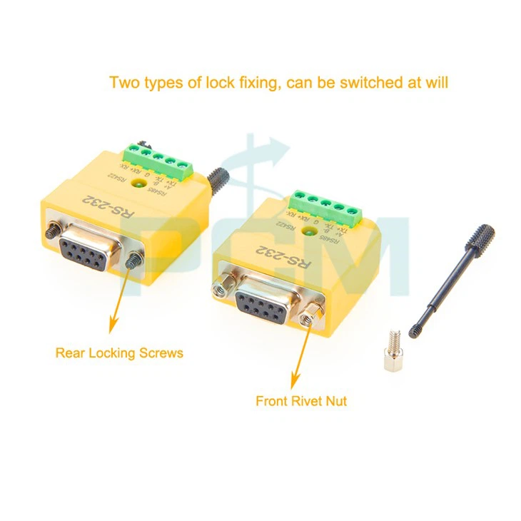 RS232 ถึง RS485 RS422 อินเทอร์เฟซ Serial Converter DB9 หญิงถึง Terminal Block