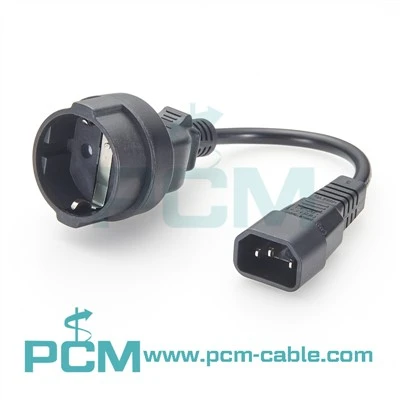 IEC320 C14 ชายไปยุโรป SCHUKO หญิง SOCKET ADAPTER CABLE