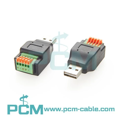 USB2.0 อะแดปเตอร์บล็อกเทอร์มินัลชนิด A ถึง 5 พินพร้อมปุ่มกด